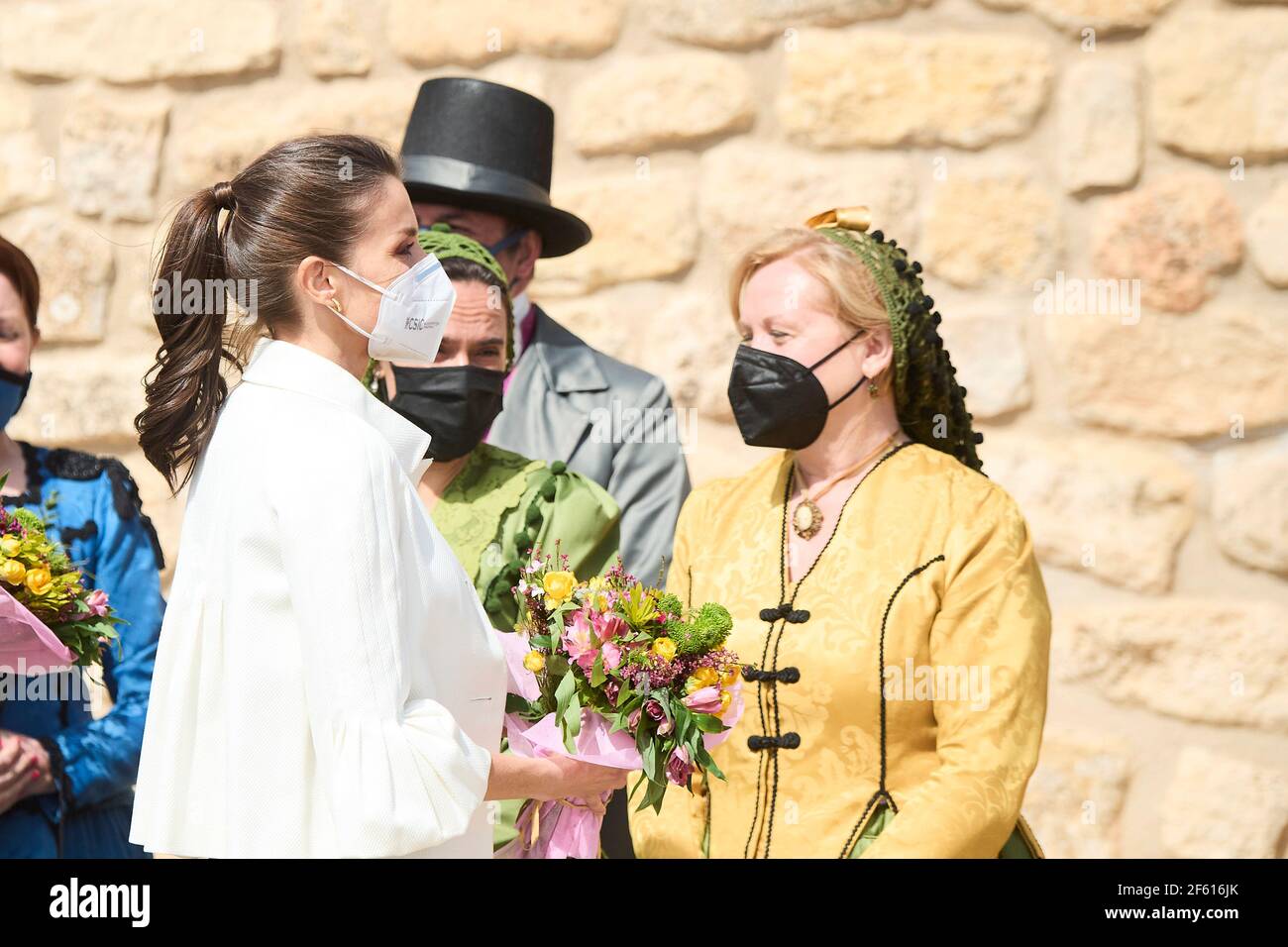 Fuendetodos, Aragon, Spain. 29th Mar, 2021. Queen Letizia of Spain visit Fuendetodos in the framework of the commemoration of the 275th anniversary of the birth of Francisco de Goya at Goya's birthplace on March 29, 2021 in Fuendetodos, Spain Credit: Jack Abuin/ZUMA Wire/Alamy Live News Stock Photo