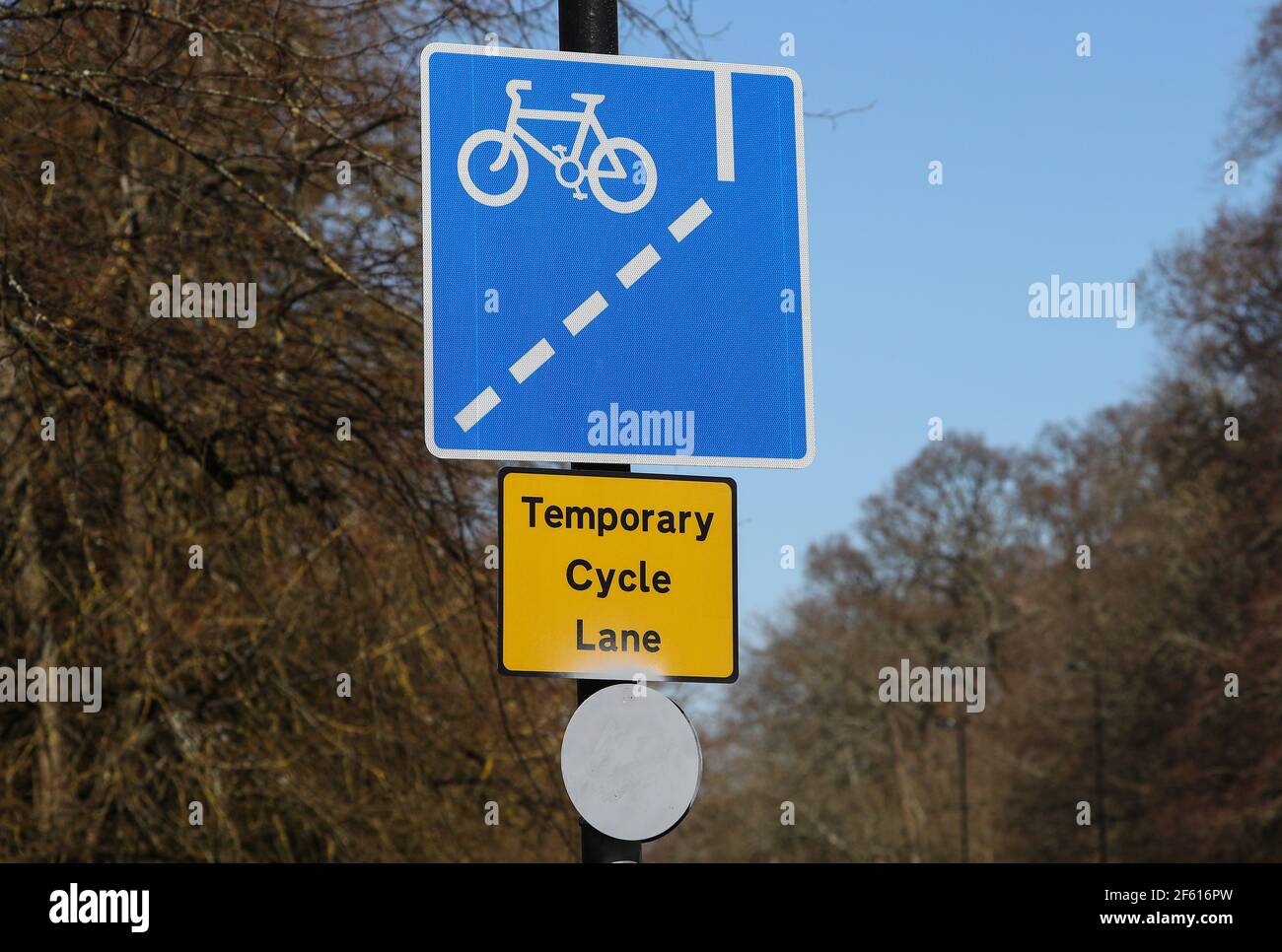 Temporary Cycle Lane in Southampton, put in place during the coronavirus pandemic Stock Photo