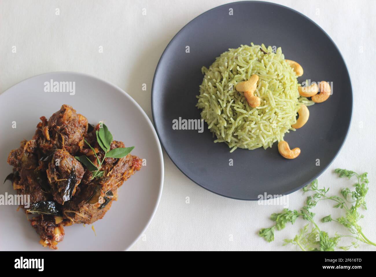 Homemade Coriander pulao, a one pot rice preparation in ghee with