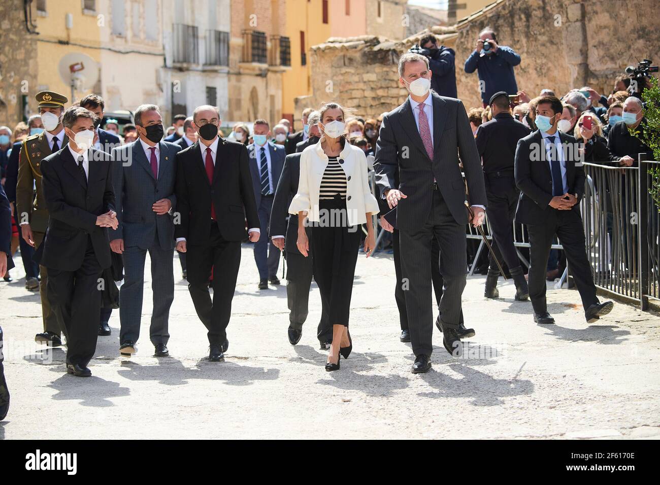 Fuendetodos, Aragon, Spain. 29th Mar, 2021. King Felipe VI of Spain, Queen Letizia of Spain visit Fuendetodos in the framework of the commemoration of the 275th anniversary of the birth of Francisco de Goya at Goya's birthplace on March 29, 2021 in Fuendetodos, Spain Credit: Jack Abuin/ZUMA Wire/Alamy Live News Stock Photo