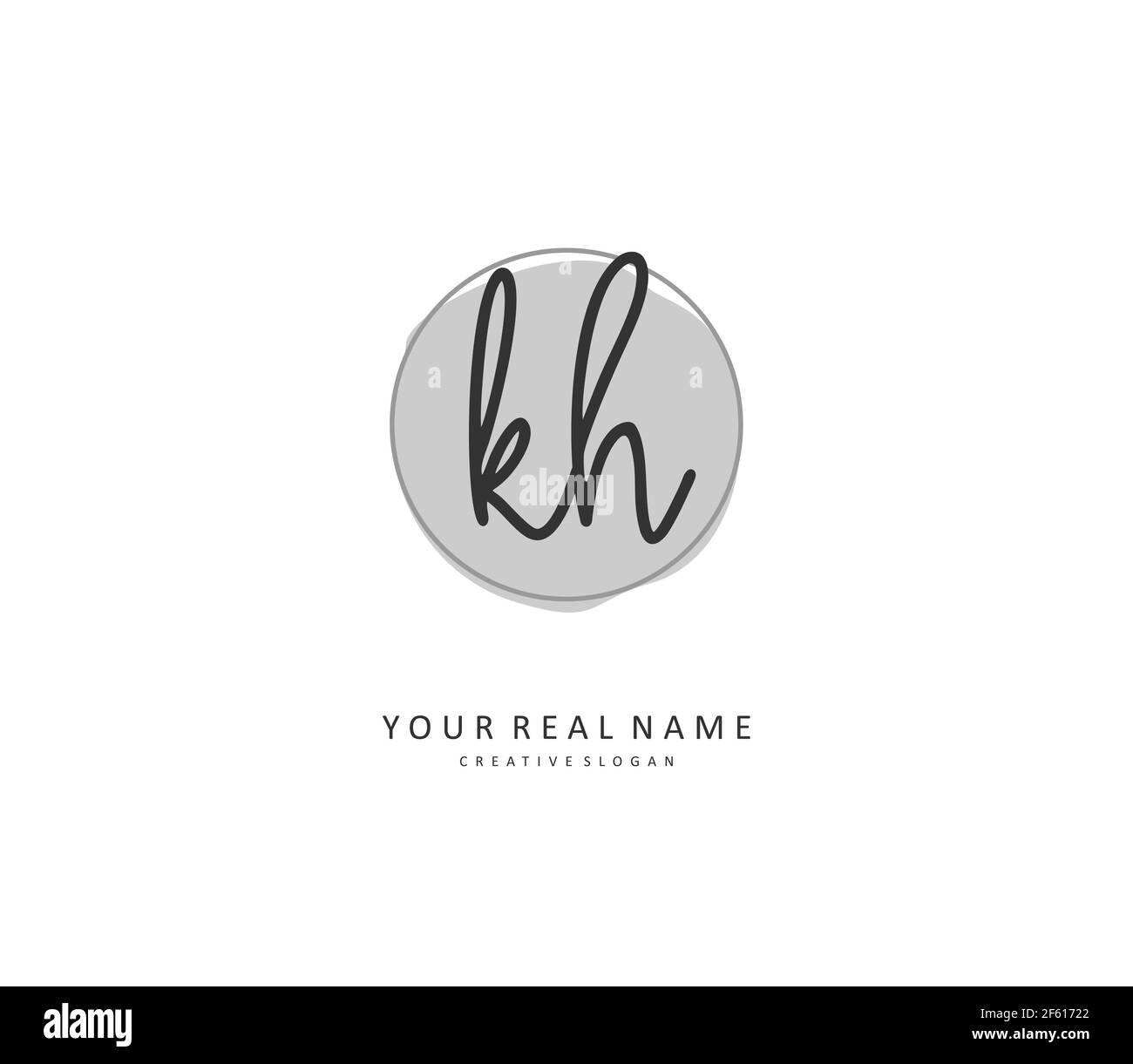 K H KH Initial letter handwriting and signature logo. A concept
