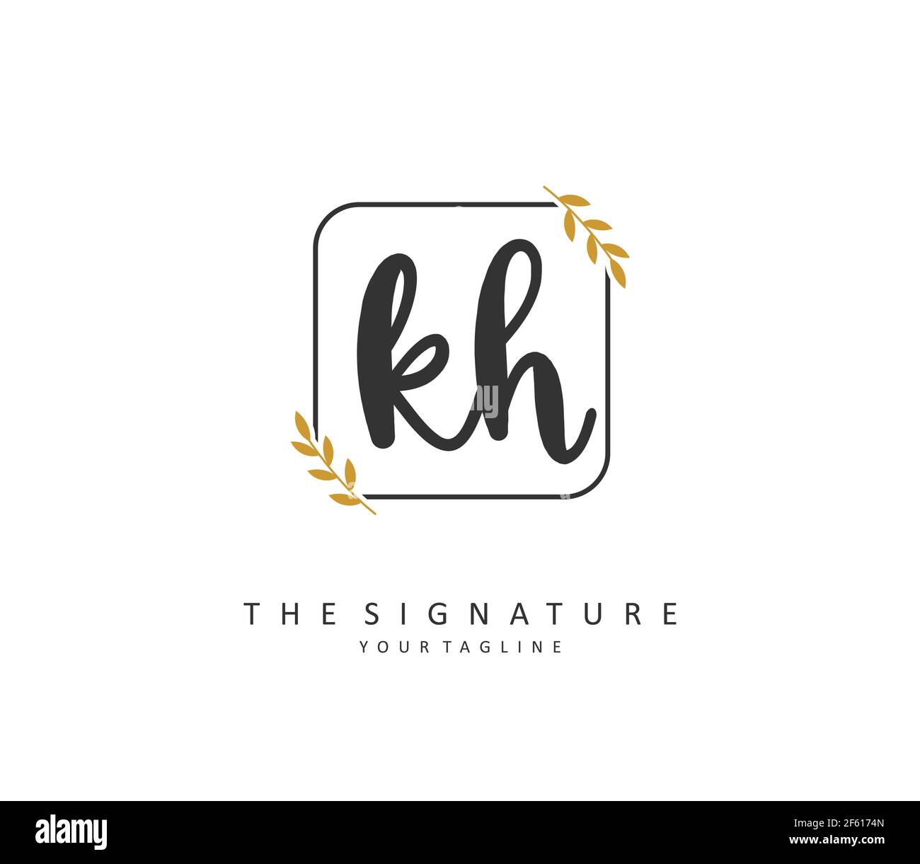 K H KH Initial letter handwriting and signature logo. A concept