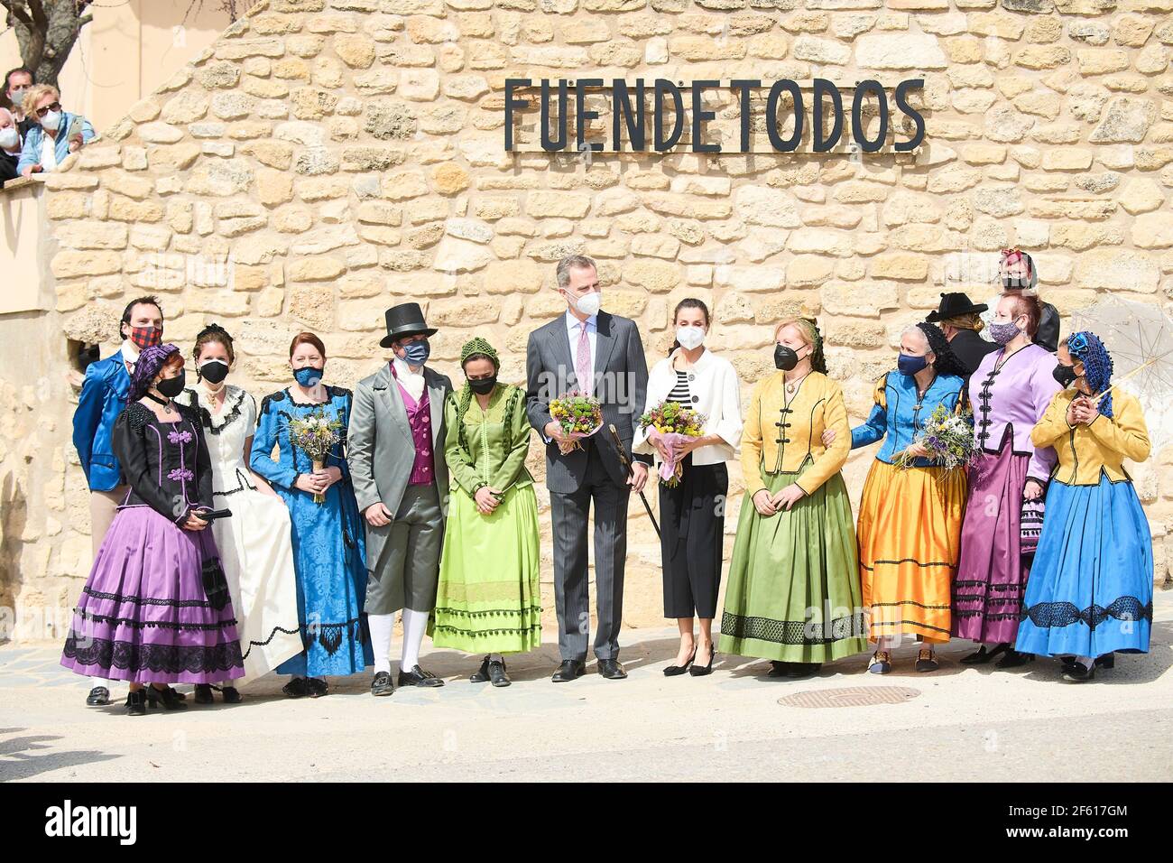 Fuendetodos, Aragon, Spain. 29th Mar, 2021. King Felipe VI of Spain, Queen Letizia of Spain visit Fuendetodos in the framework of the commemoration of the 275th anniversary of the birth of Francisco de Goya at Goya's birthplace on March 29, 2021 in Fuendetodos, Spain Credit: Jack Abuin/ZUMA Wire/Alamy Live News Stock Photo