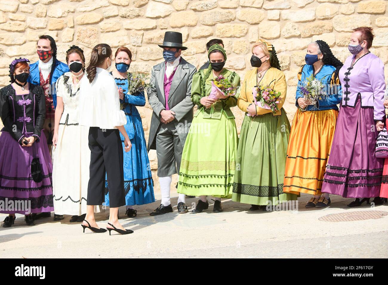 Fuendetodos, Aragon, Spain. 29th Mar, 2021. King Felipe VI of Spain, Queen Letizia of Spain visit Fuendetodos in the framework of the commemoration of the 275th anniversary of the birth of Francisco de Goya at Goya's birthplace on March 29, 2021 in Fuendetodos, Spain Credit: Jack Abuin/ZUMA Wire/Alamy Live News Stock Photo