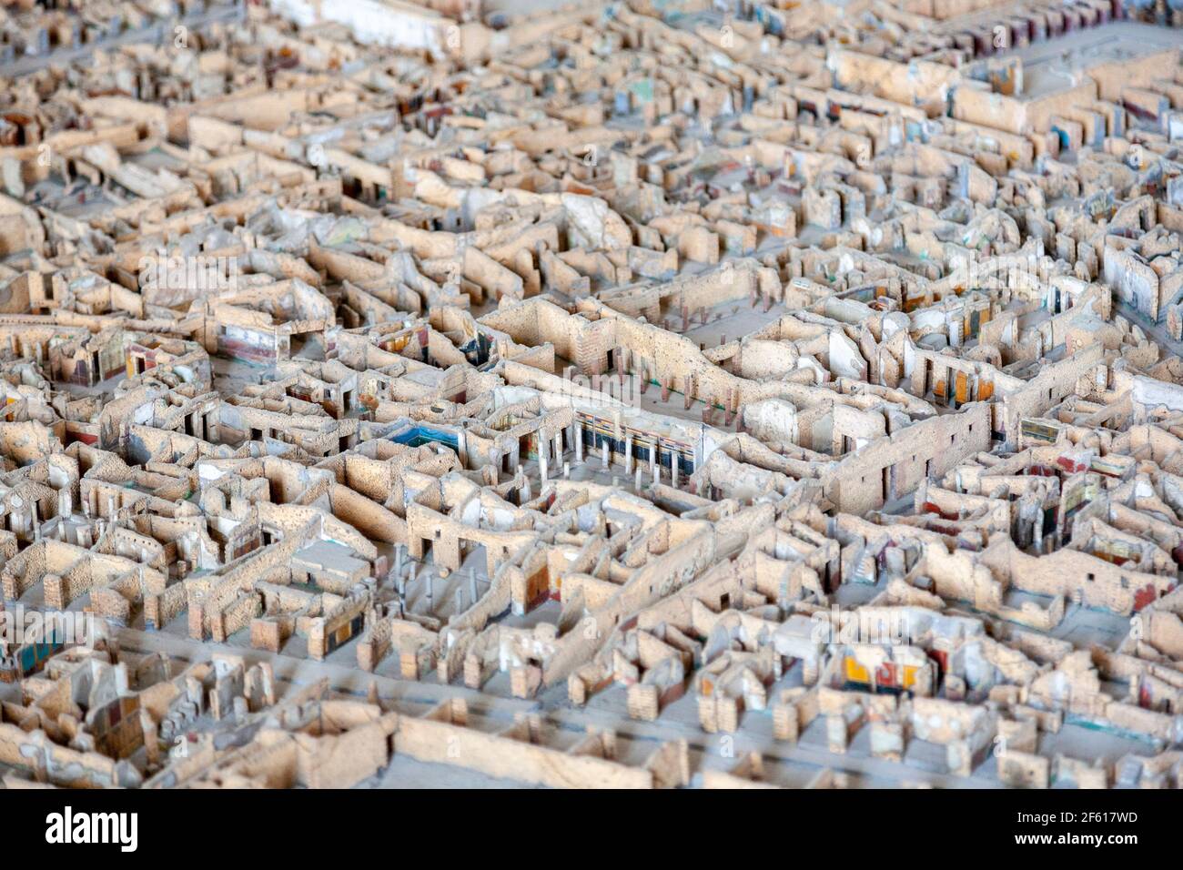 A scale model of the streets and ruined buildings of Pompeii in the Naples Archaeological Museum, Italy Stock Photo