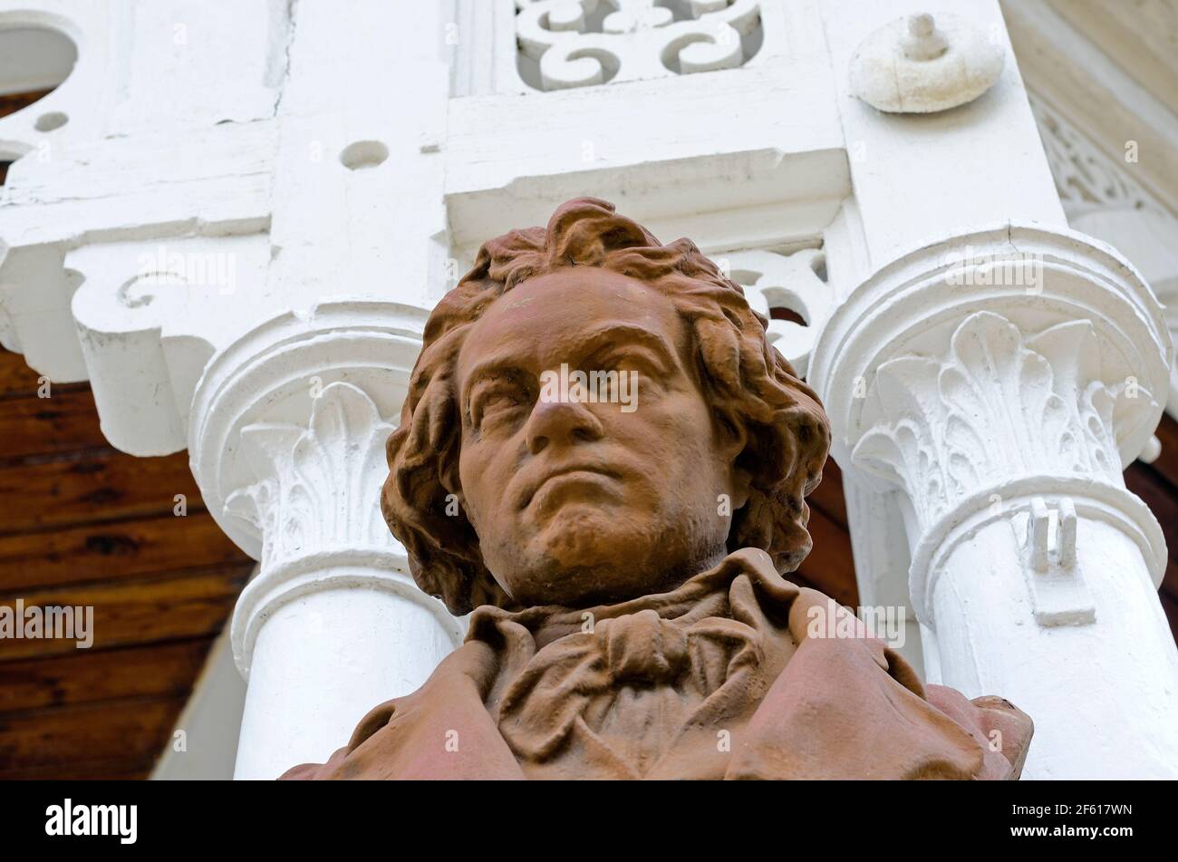 Metal bust of Ludwig van Beethoven in the park, Frantiskovy Lazne, Czech republic, Europe Stock Photo