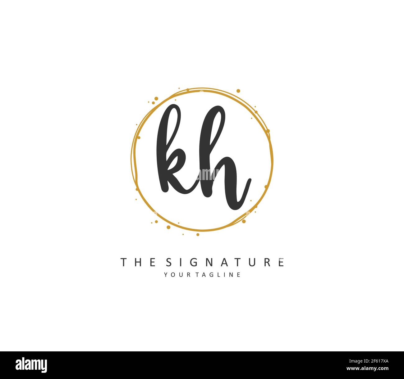 K H KH Initial letter handwriting and signature logo. A concept