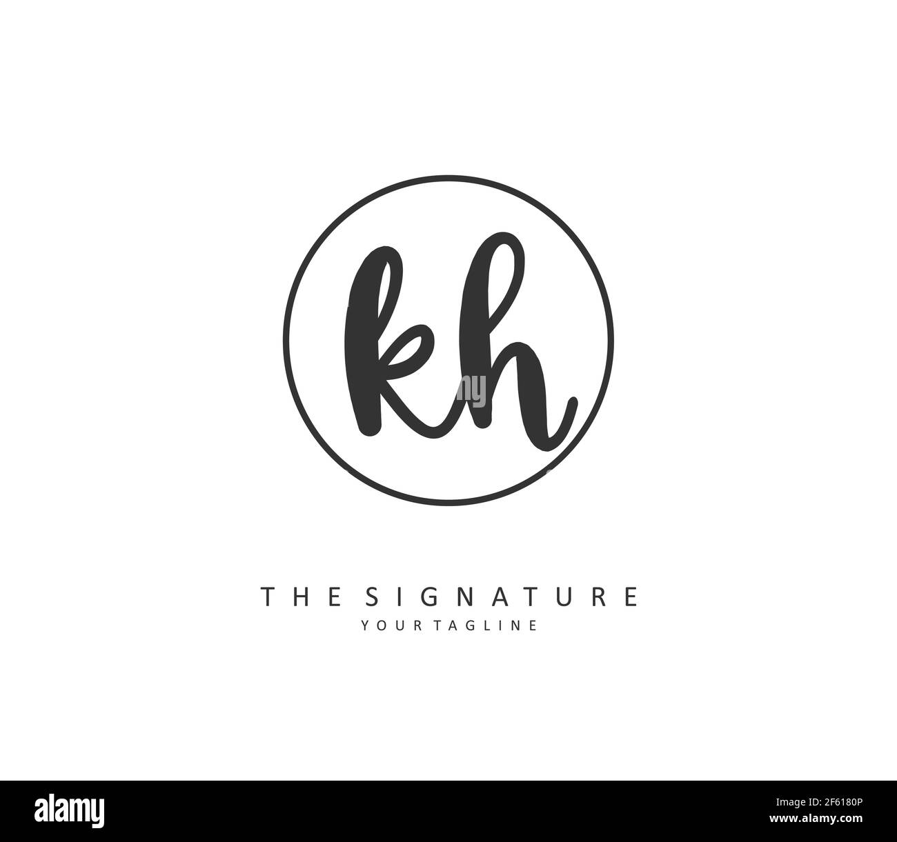 K H KH Initial letter handwriting and signature logo. A concept