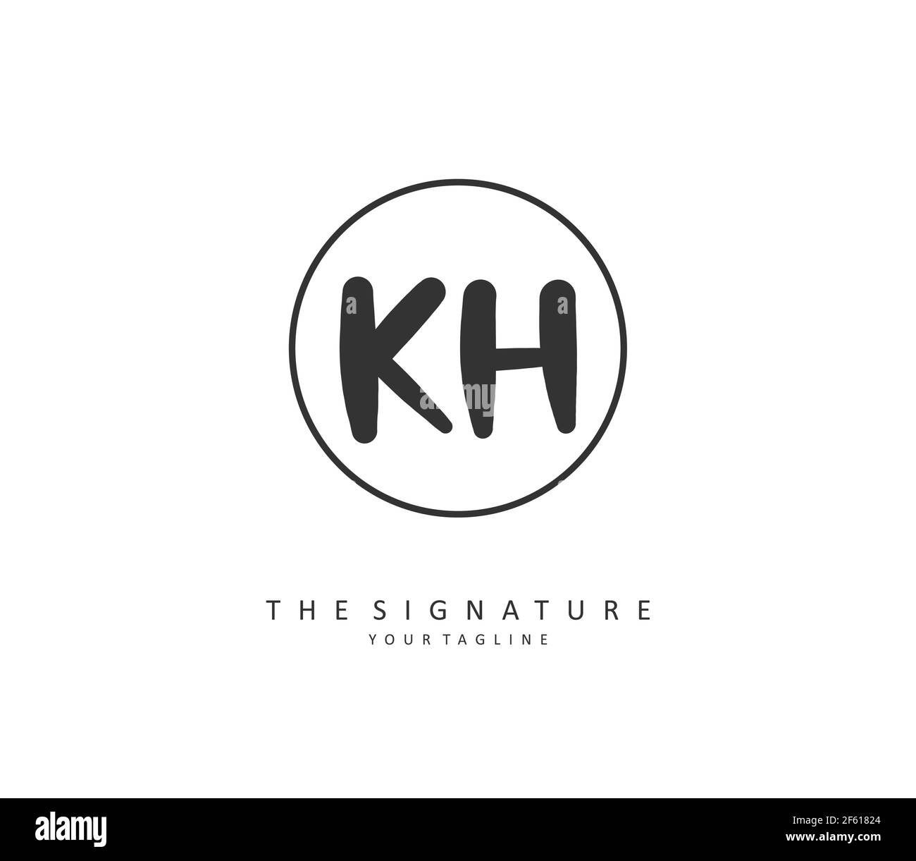 K H KH Initial letter handwriting and signature logo. A concept