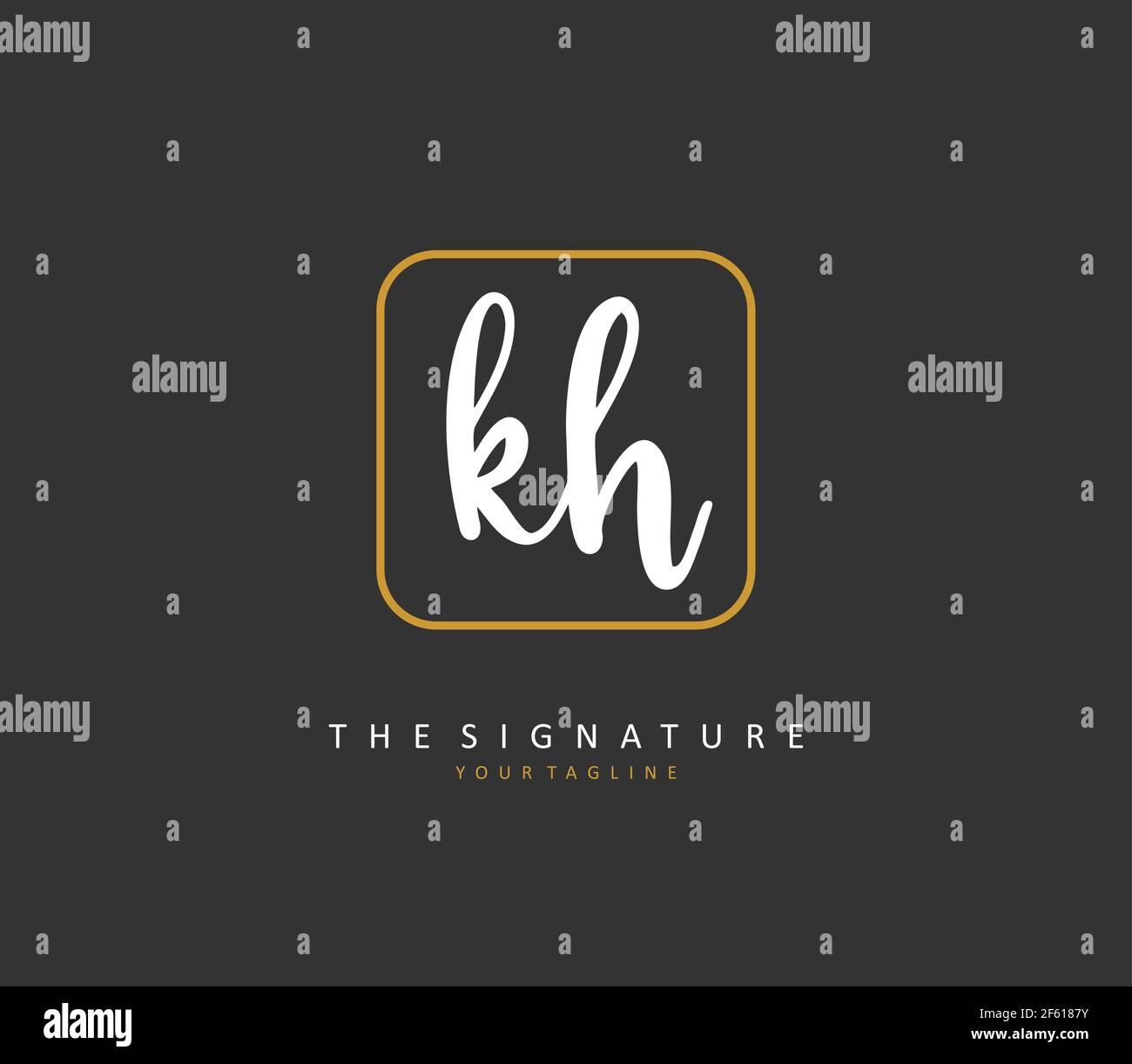 K H KH Initial letter handwriting and signature logo. A concept