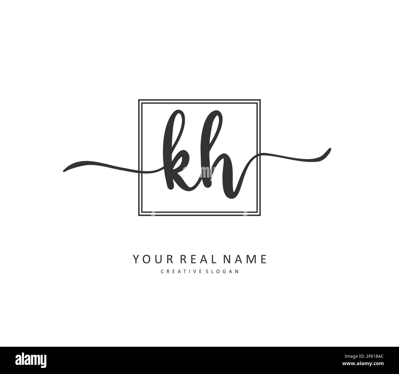 K H KH Initial letter handwriting and signature logo. A concept