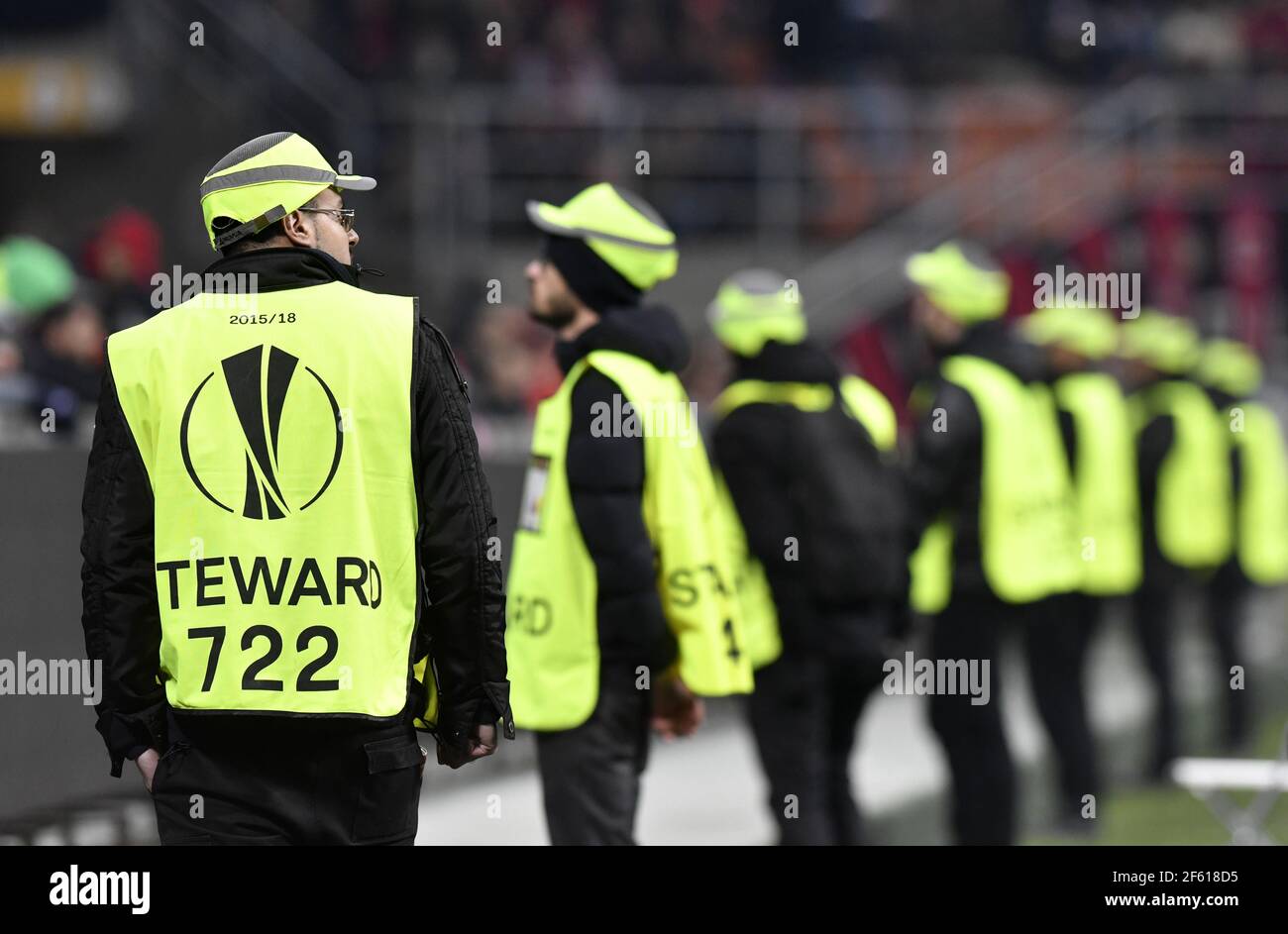 Security steward staff at the San Siro football stadium in Milan. Italy Stock Photo