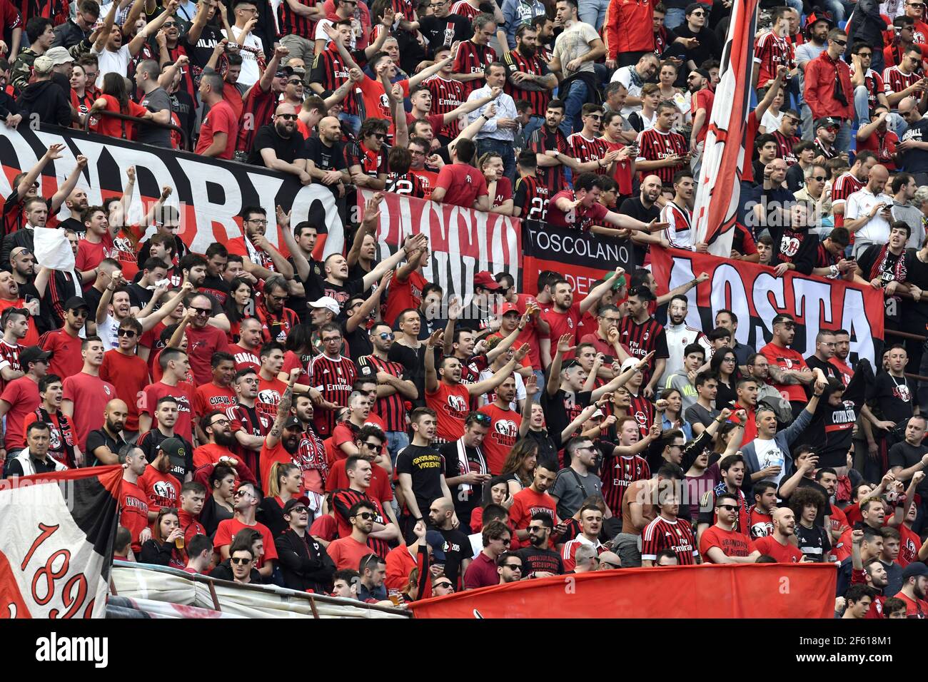 AC Milan football fans at the San Siro stadium, in Milan, Italy Stock Photo  - Alamy