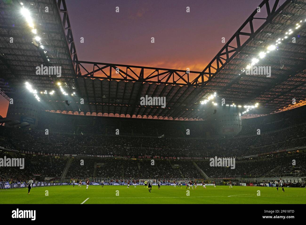 Sunset over the san siro footballr stadium, during the italian serie a  match AC Milan vs FC Juventus, in Milan.Italy Stock Photo - Alamy