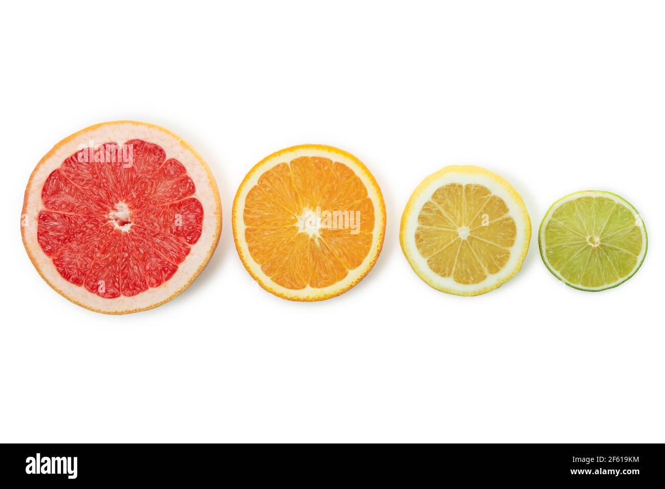 Fresh ripe grapefruits isolated on white background Stock Photo