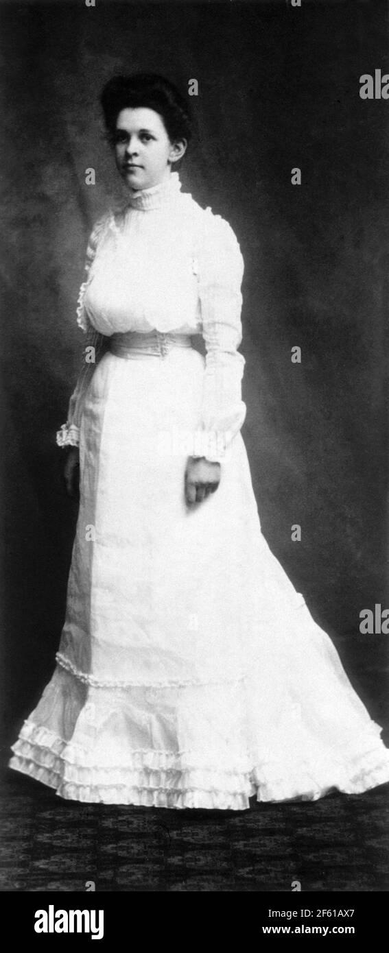 Alice Evans Wearing Graduation Dress, 1901 Stock Photo