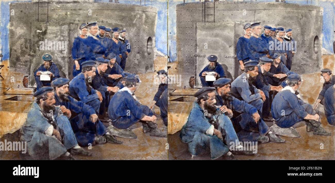 Crew of Ironclad USS Monitor, 1862 Stock Photo