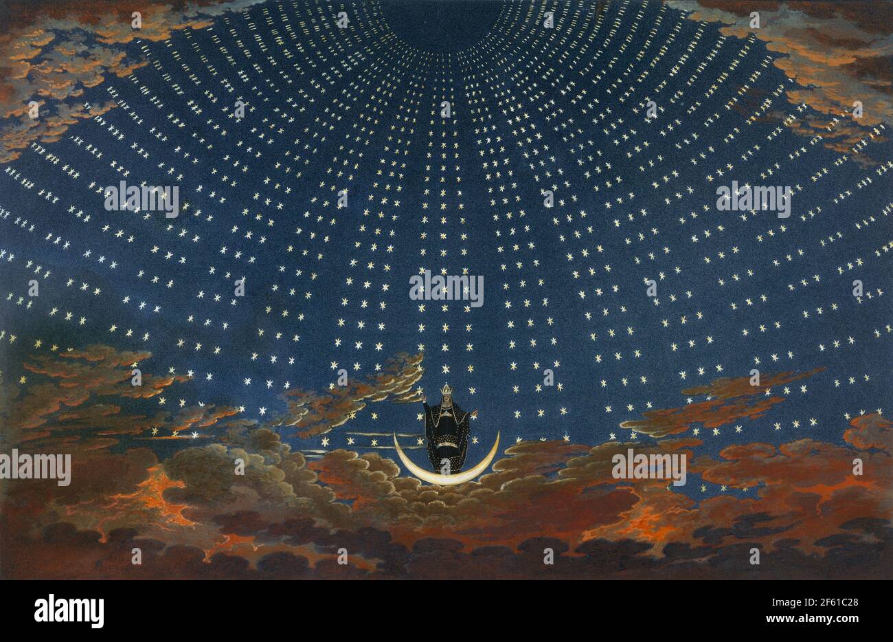 Stage Design for Mozart's The Magic Flute, 19th C. Stock Photo