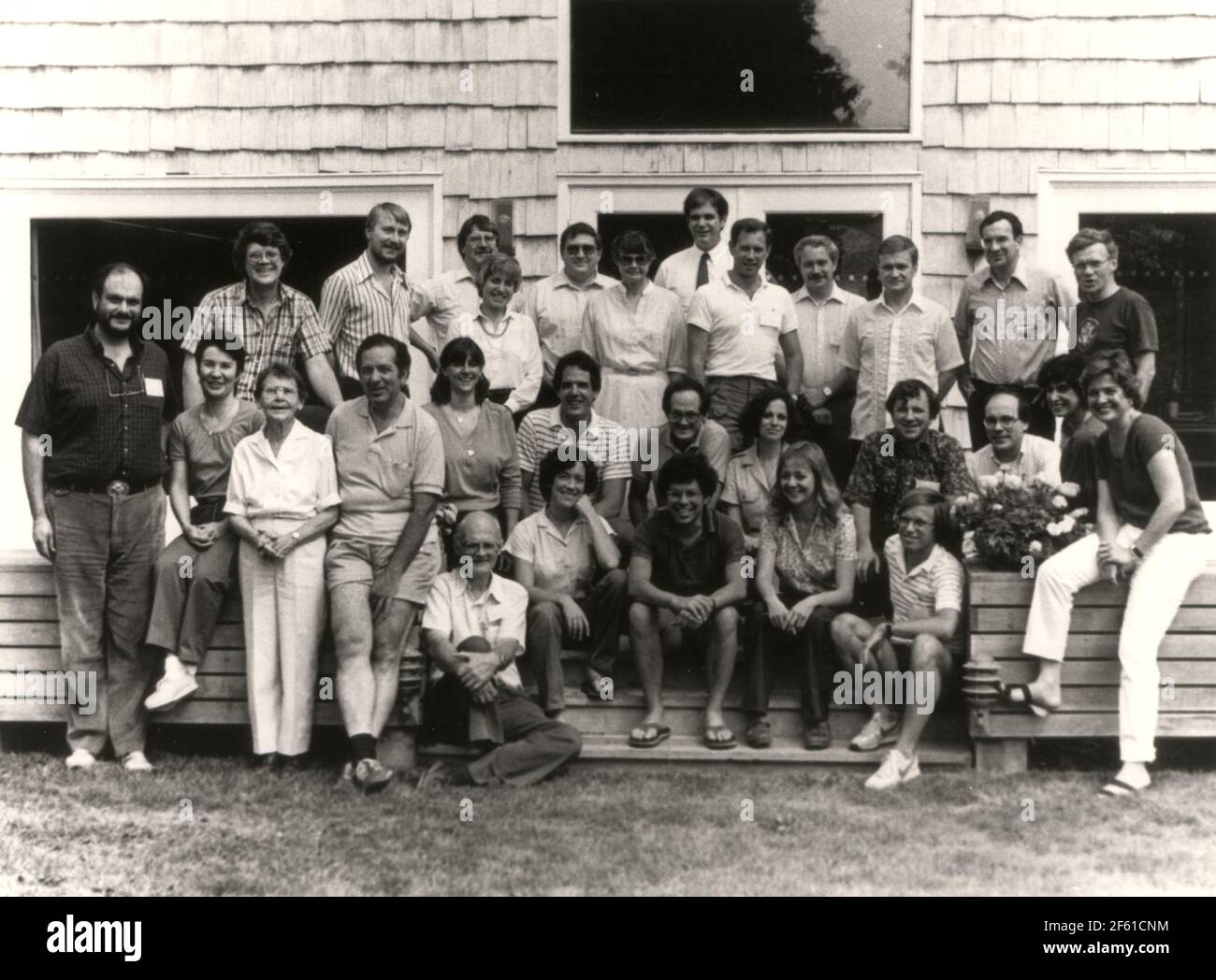 Barbara McClintock with Cold Spring Harbor Laboratory researchers, 1984 Stock Photo