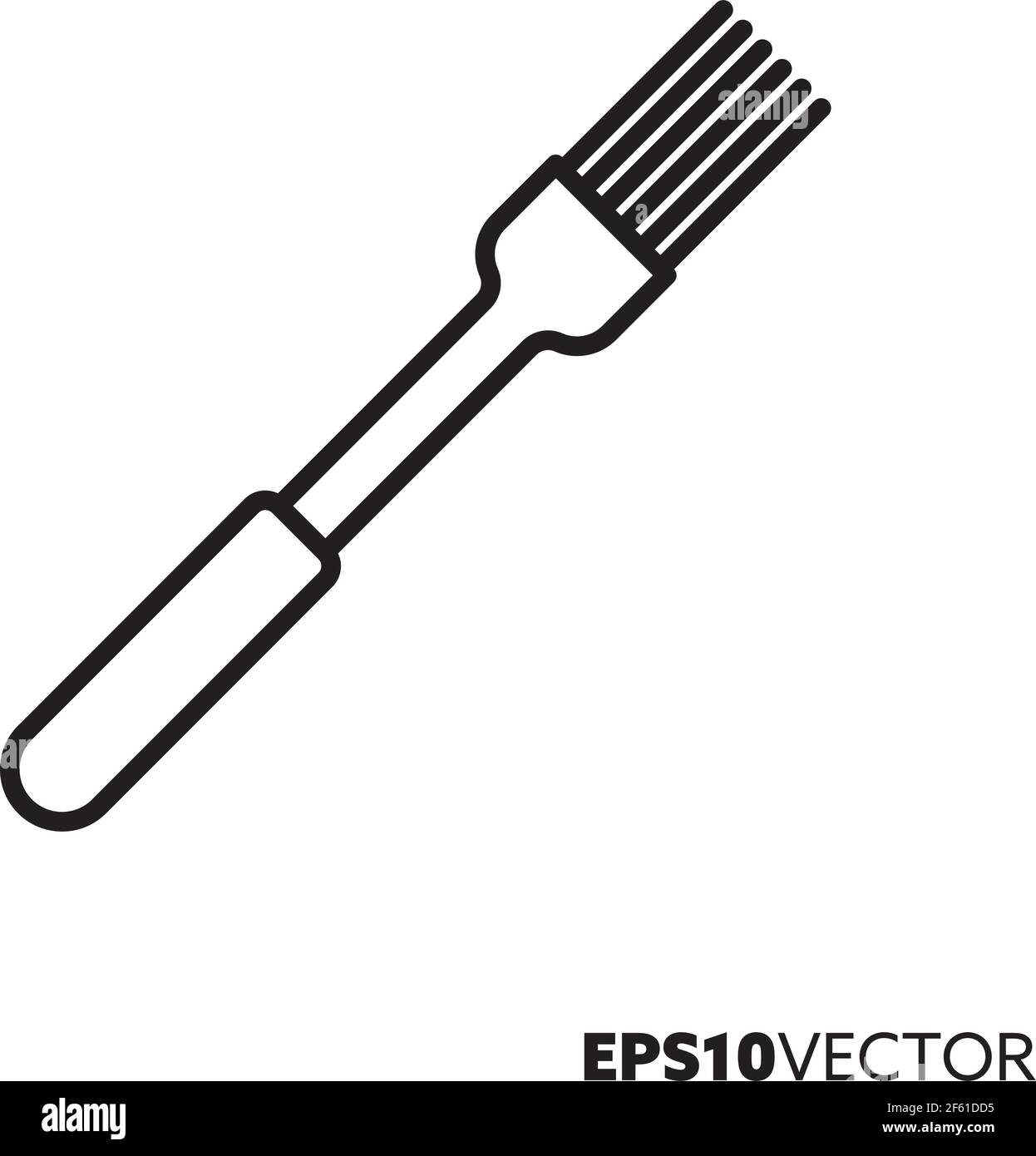 Silicone brush line icon. Outline symbol of barbecue, baking and cooking utensil. Kitchen equipment vector illustration. Stock Vector