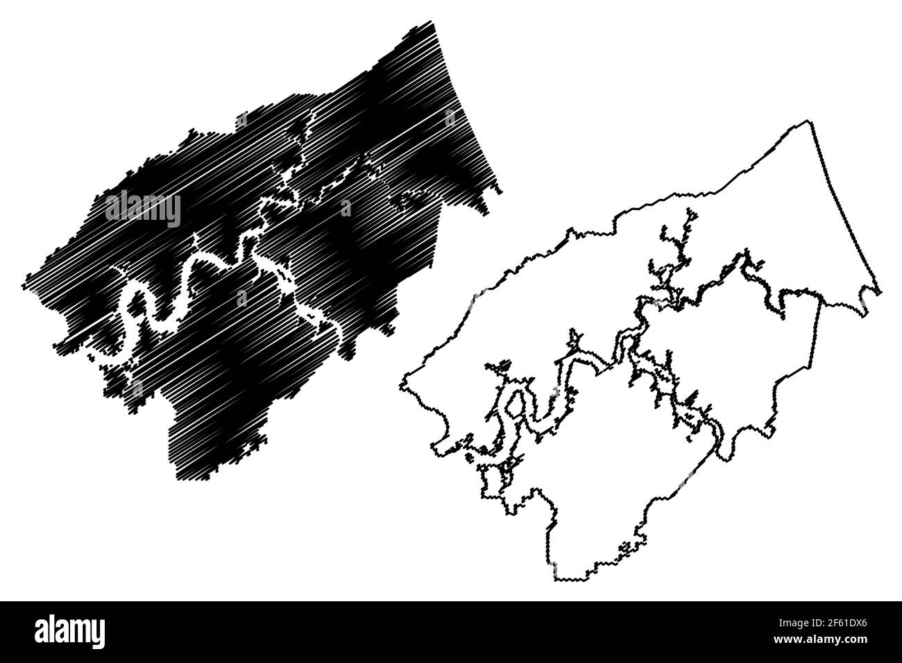 Roane County, State of Tennessee (U.S. county, United States of America, USA, U.S., US) map vector illustration, scribble sketch Roane map Stock Vector