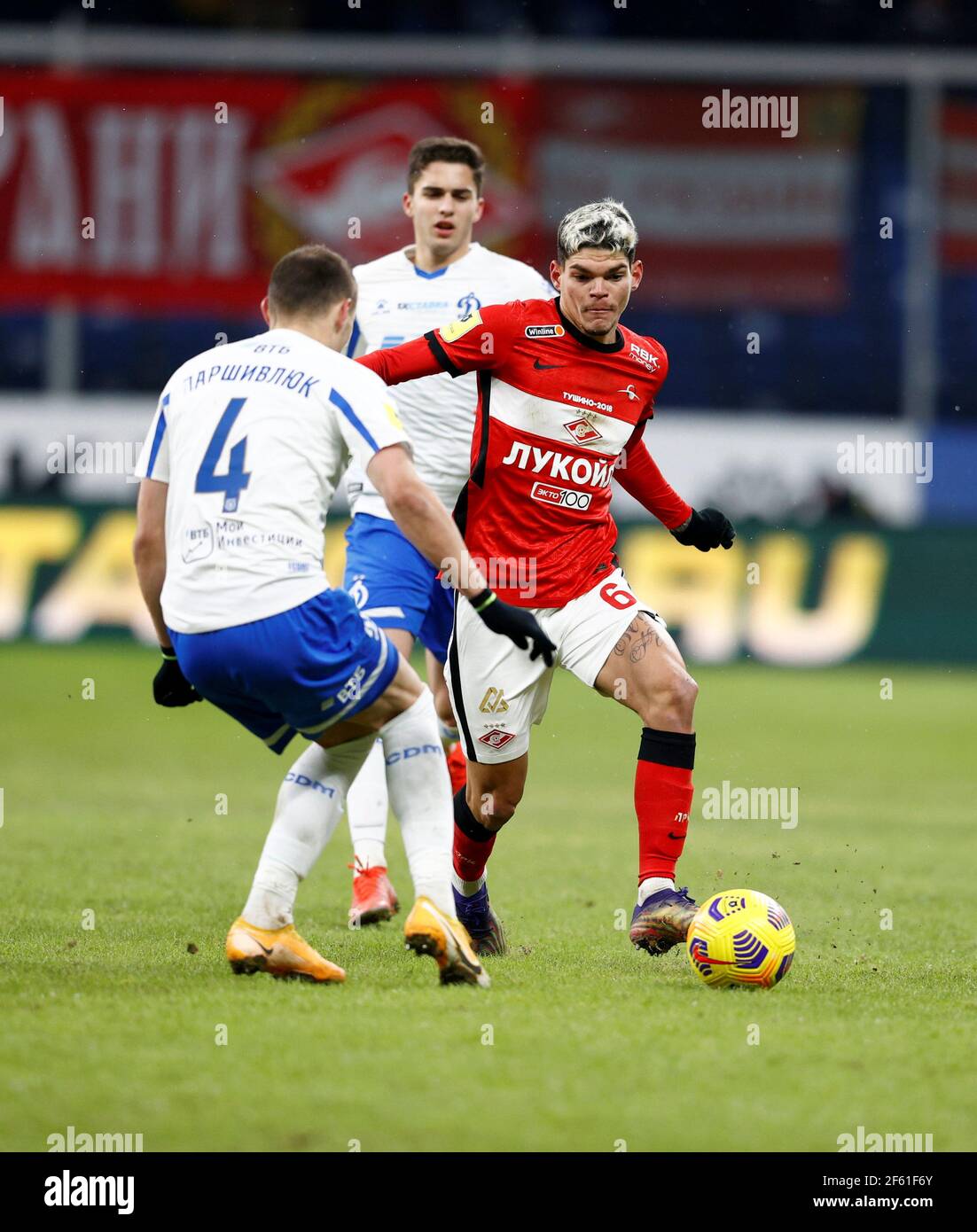 MOSCOW, RUSSIA, MARCH 13, 2021. The 2020/21 Russian Football Premier  League. Round 22. Football match between Dinamo (Moscow) vs Spartak (Moscow)  at VTB Arena. Photo by Stupnikov Alexander/FC Spartak Stock Photo - Alamy