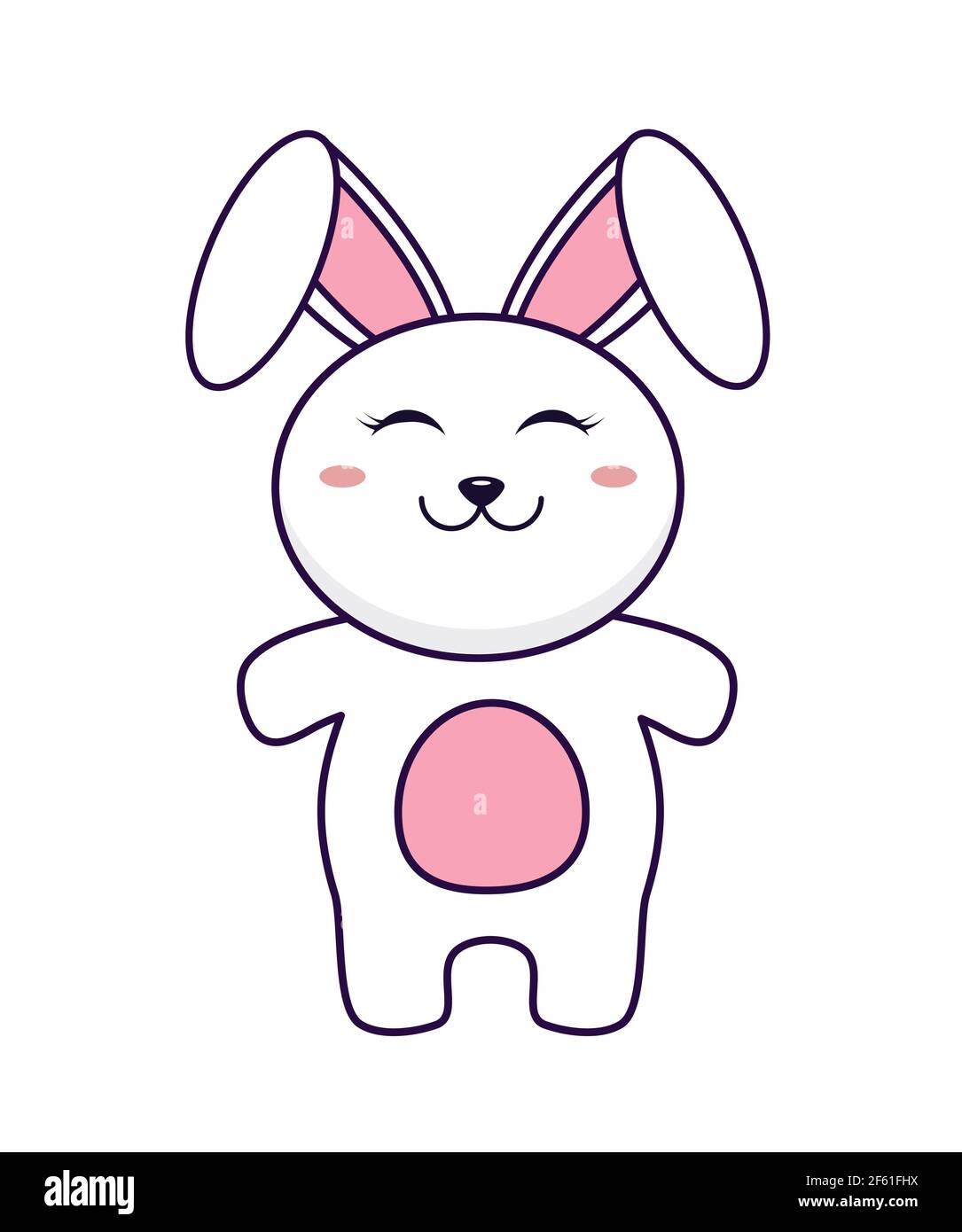 Rabbit vector illustration isolated on white background. Cartoon bunny ...