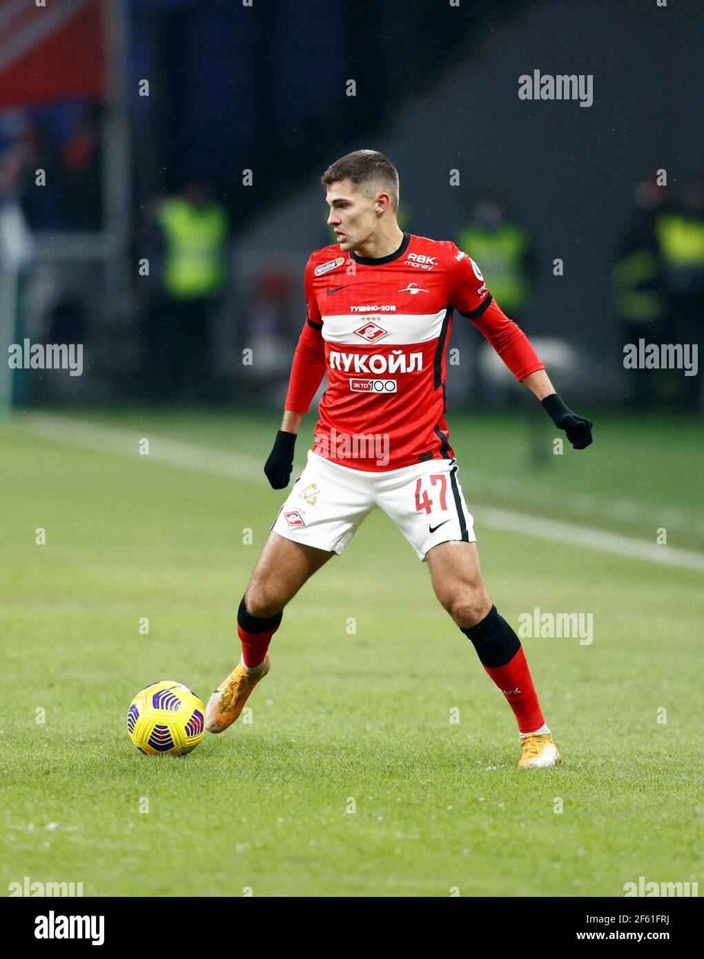 MOSCOW, RUSSIA, MARCH 13, 2021. The 2020/21 Russian Football Premier  League. Round 22. Football match between Dinamo (Moscow) vs Spartak (Moscow)  at VTB Arena. Photo by Stupnikov Alexander/FC Spartak Stock Photo - Alamy