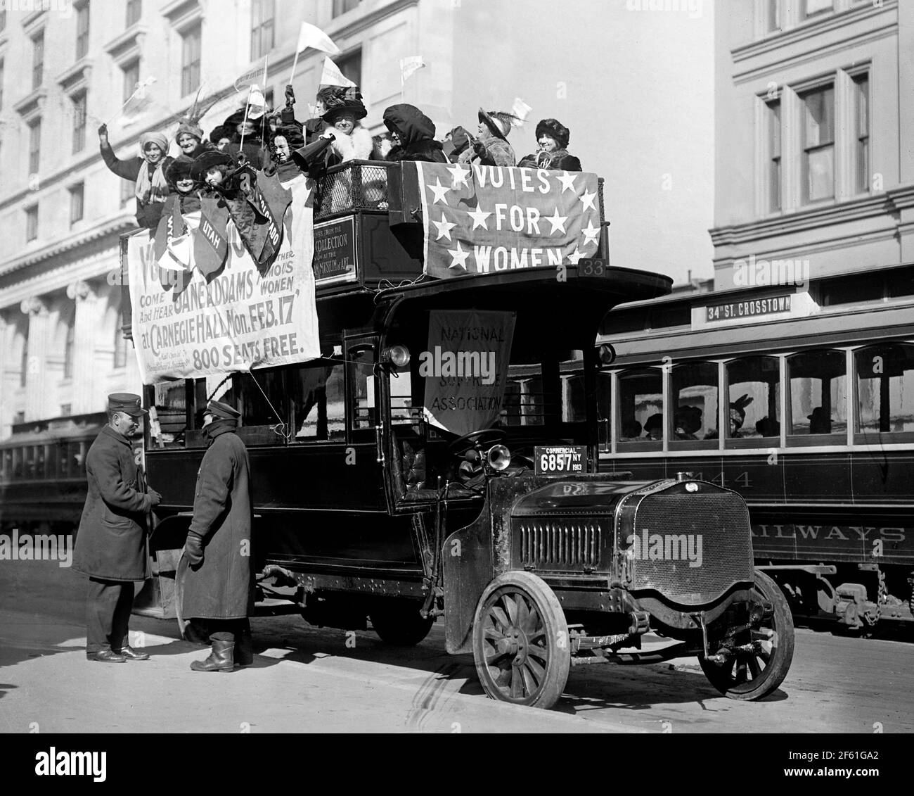 NYC Suffragettes Leave for Woman Suffrage Procession, 1913 Stock Photo
