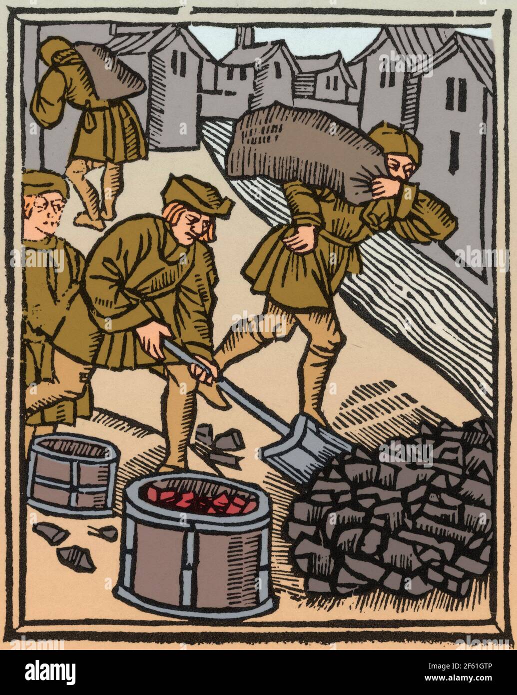 Charcoal Burners, Medieval Tradesmen Stock Photo Alamy
