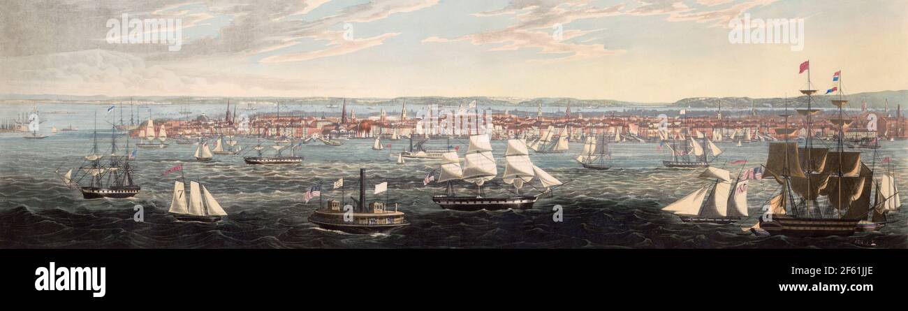 New York City, Panorama, 1844 Stock Photo