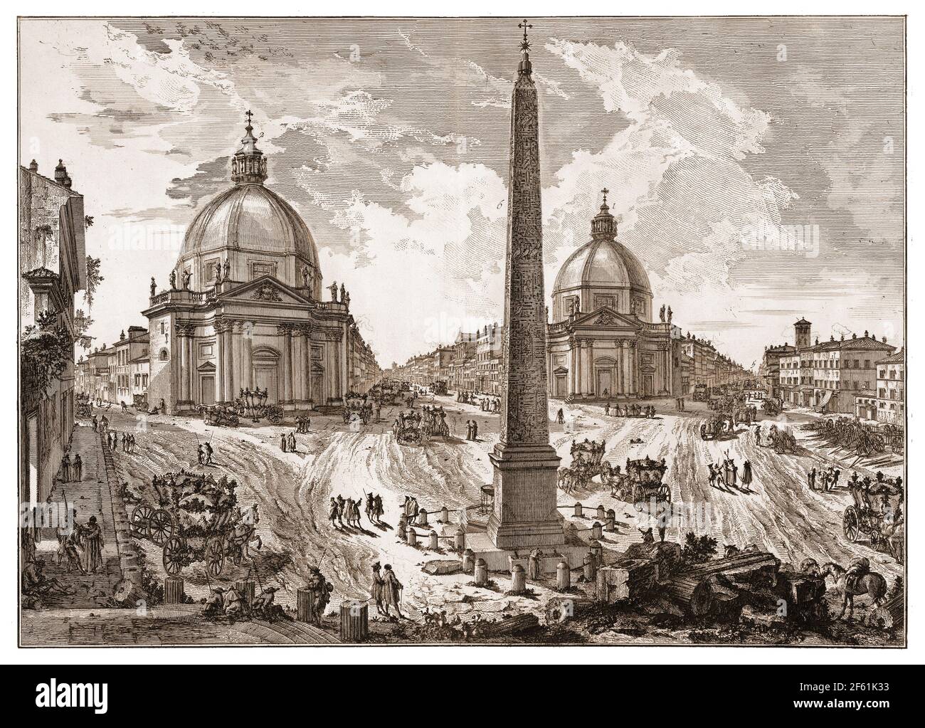 Piazza del Popolo, Piranesi, 1750 Stock Photo