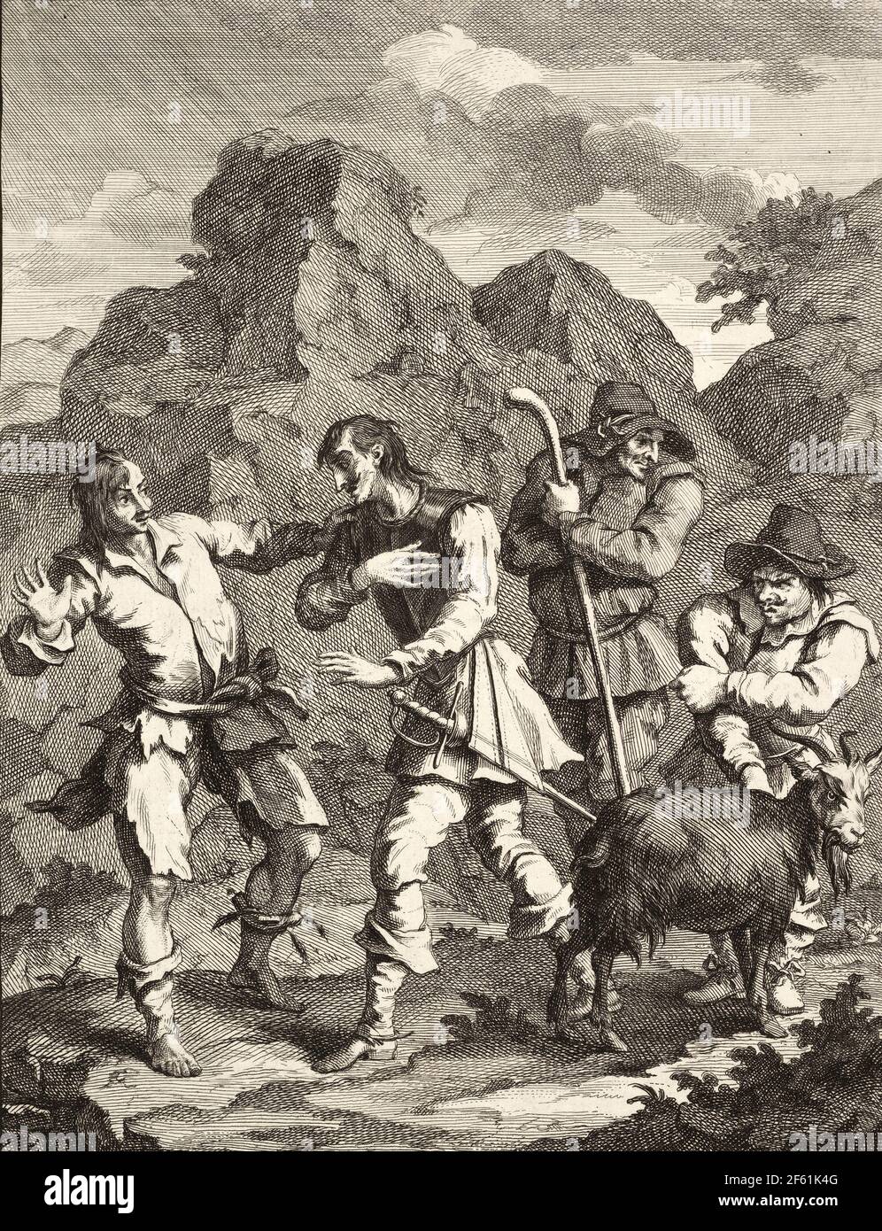 Don Quixote, Hogarth Illustration, 1756 Stock Photo
