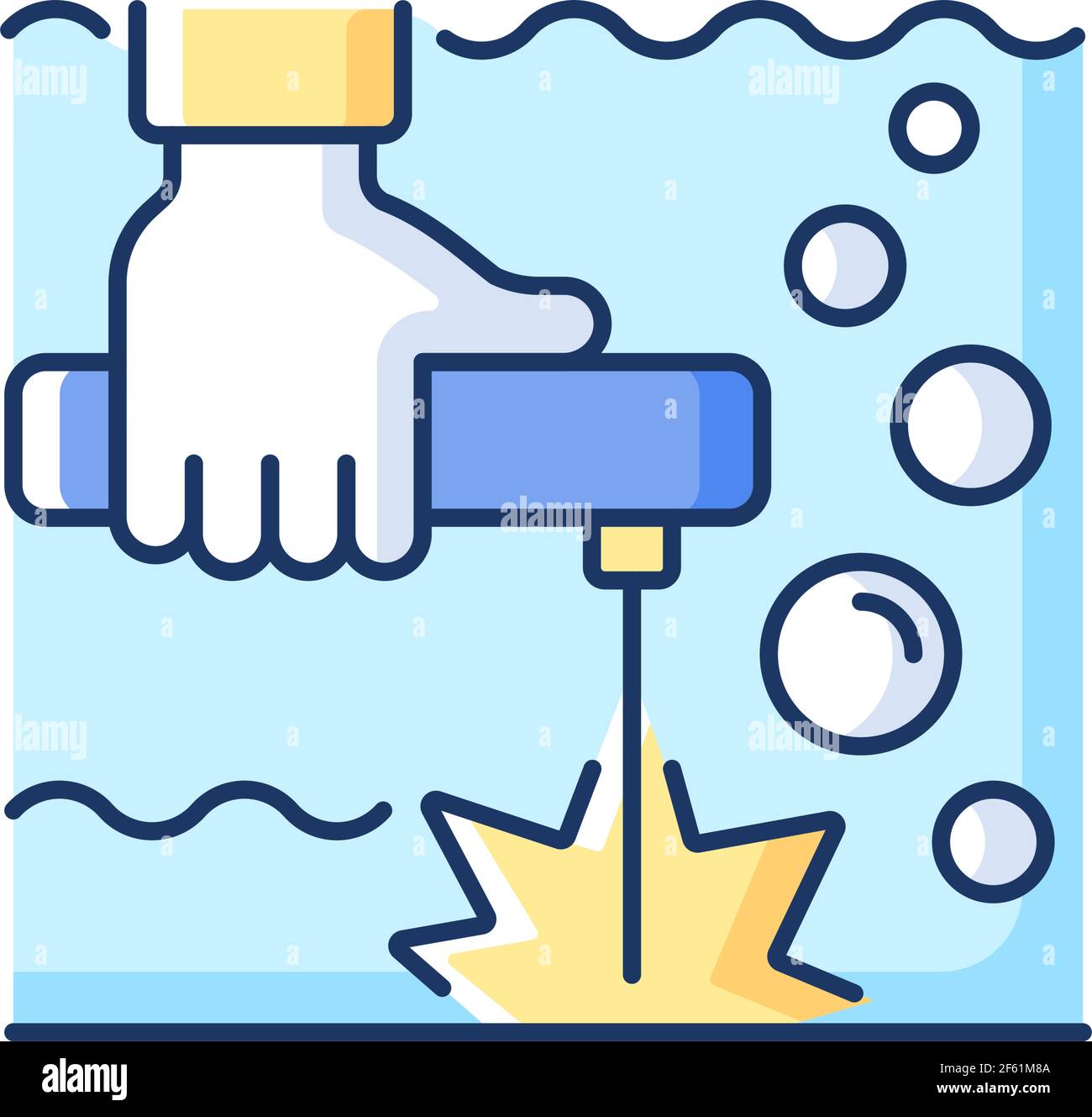 Underwater welding RGB color icon Stock Vector