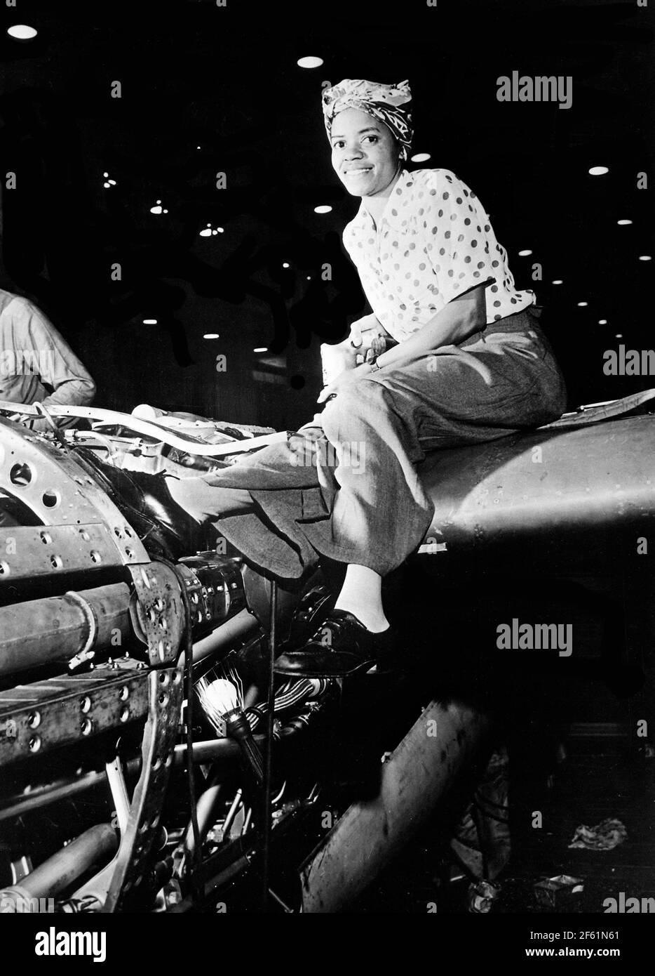 WWII, Riveter at Lockheed, 1940s Stock Photo