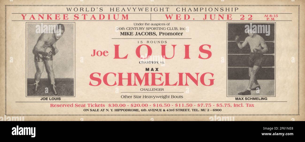 World Heavyweight Championship, Louis vs. Schmeling, 1938 Stock Photo