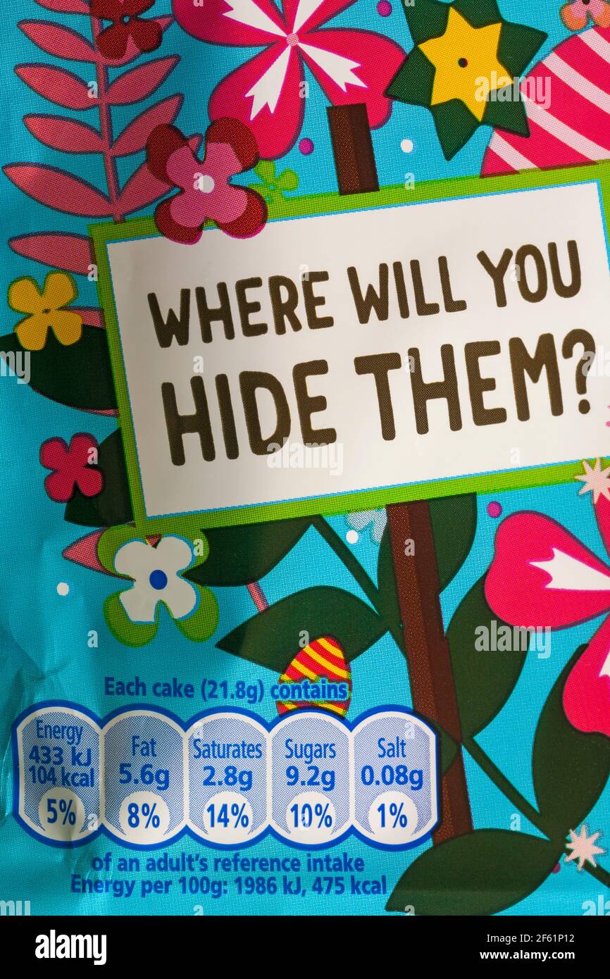 Nutritional information label information on pack of McVities Bunny