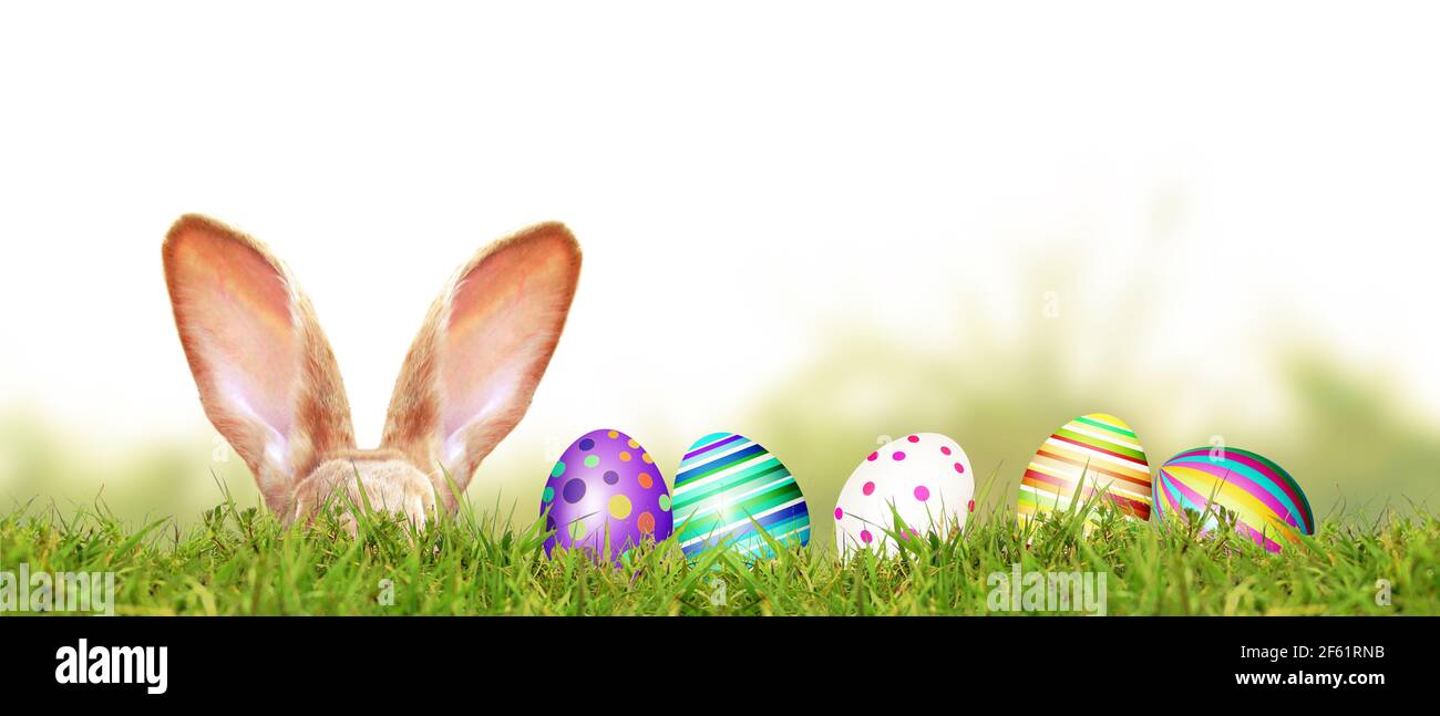 Easter composition with eggs Festive decoration Happy Easter Stock