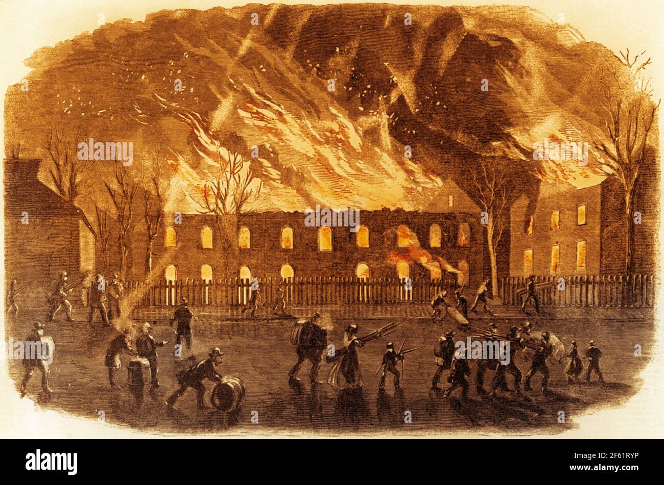 Burning of the US Arsenal at Harper's Ferry, 1861 Stock Photo