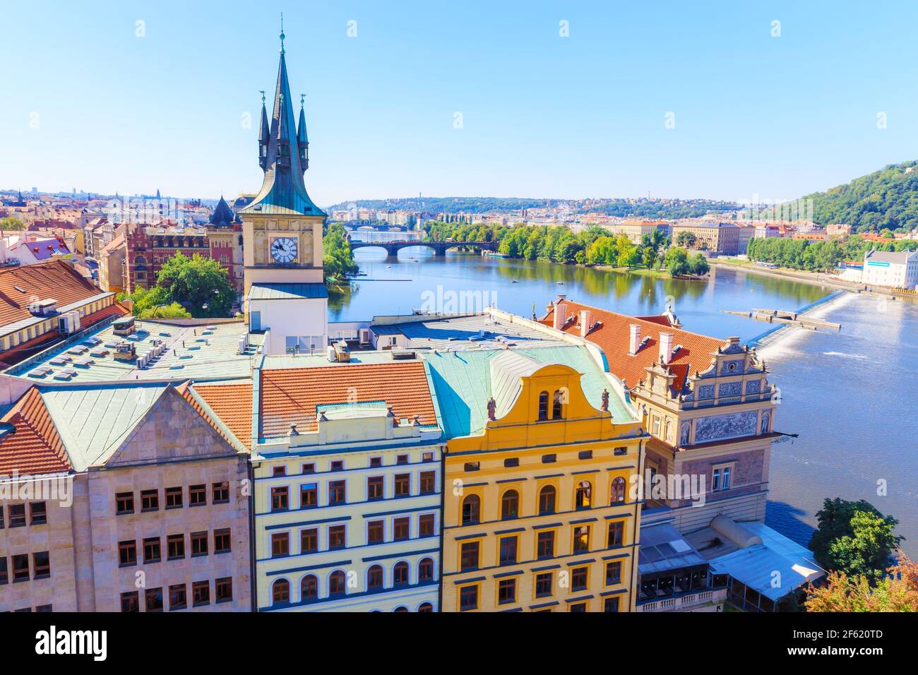 Prague the capital of the Europe state of the Czech Republic. Cityscape of the city and Vltava river Stock Photo