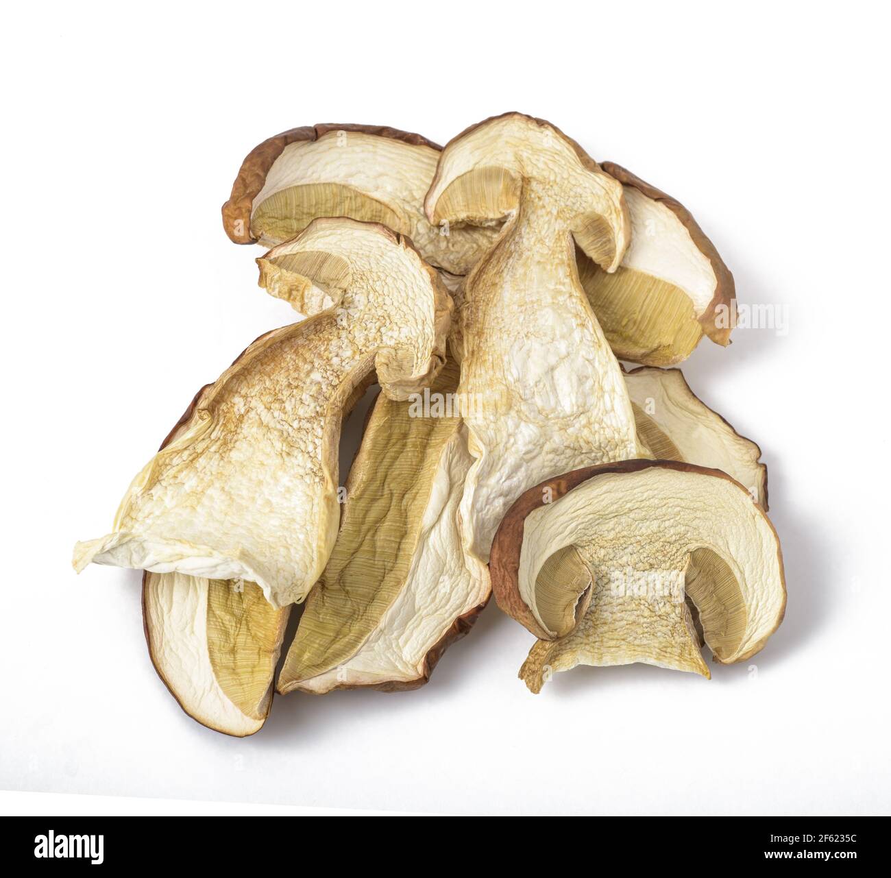Dried mushrooms porcini isolated on white background Stock Photo