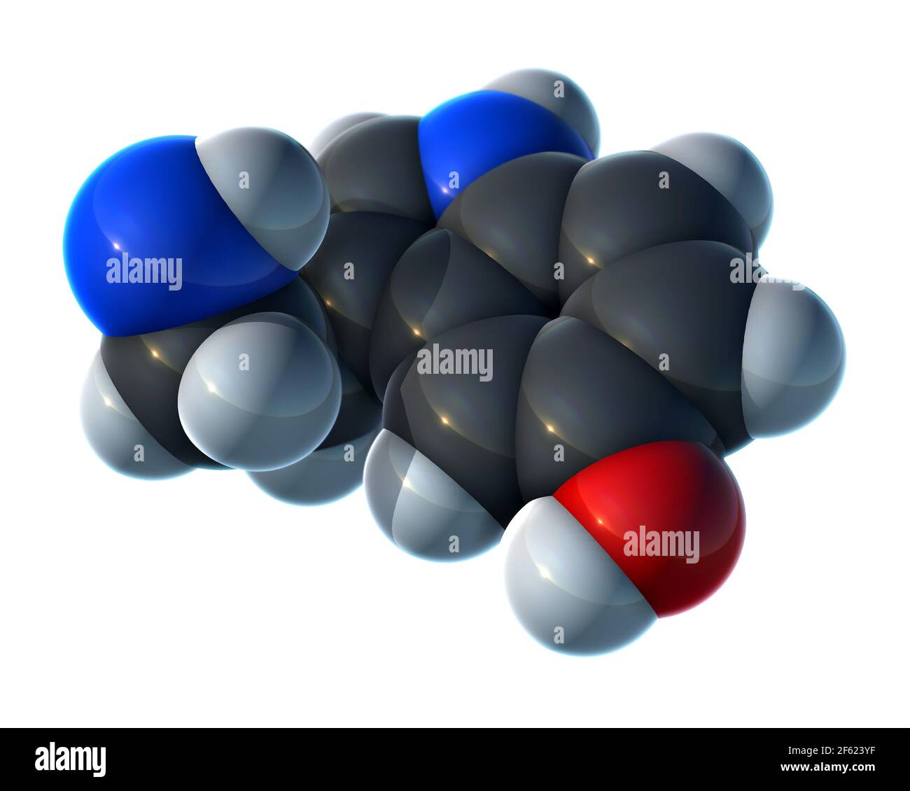 Serotonin, molecular model Stock Photo