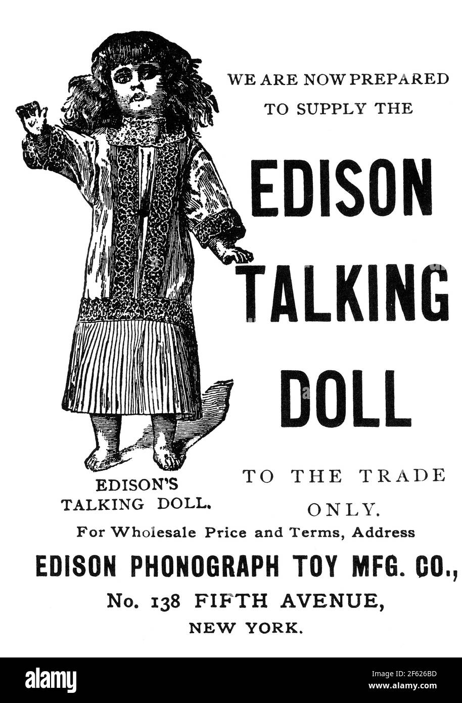 Thomas Edison, Edison Talking Doll, 1890 Stock Photo