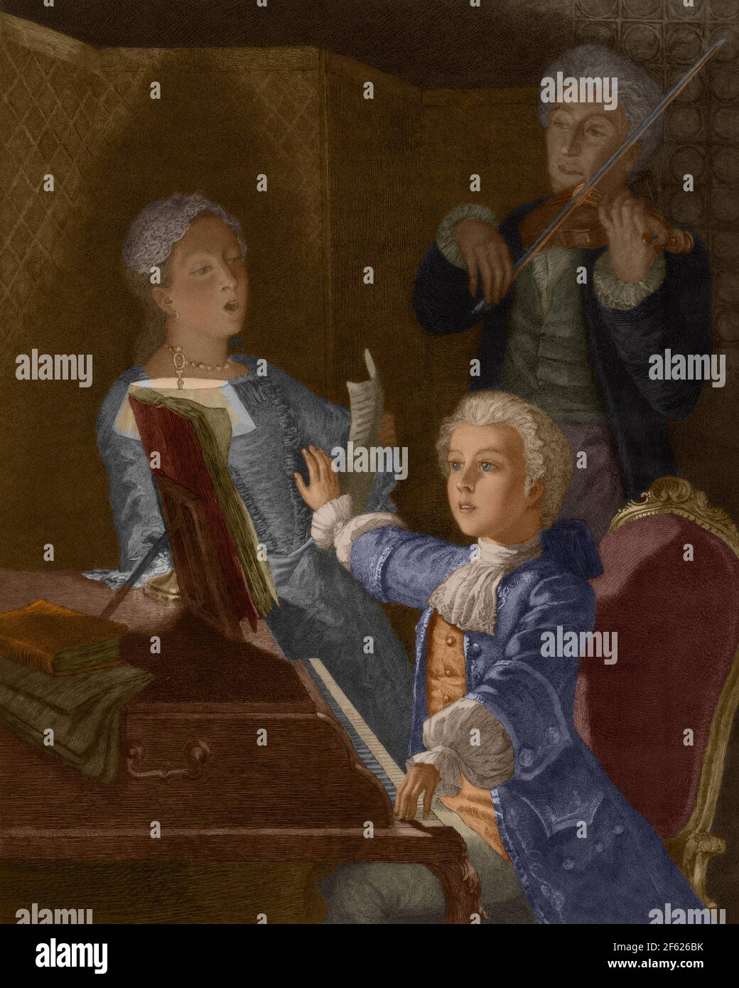Mozart Family Rehearsing, 1760s Stock Photo