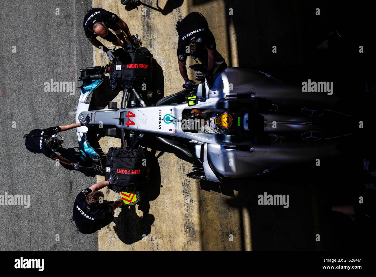 HAMILTON Lewis (gbr) Mercedes W08 Hybrid EQ Power+ team Mercedes GP, ambiance pitlane during 2017 Formula 1 FIA world championship, Spain Grand Prix, at Barcelona Catalunya from May 11 to 14 - Photo Florent Gooden / DPPI Stock Photo