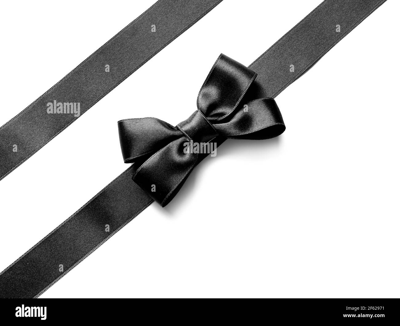 Black ribbons and bow on white background Stock Photo Alamy