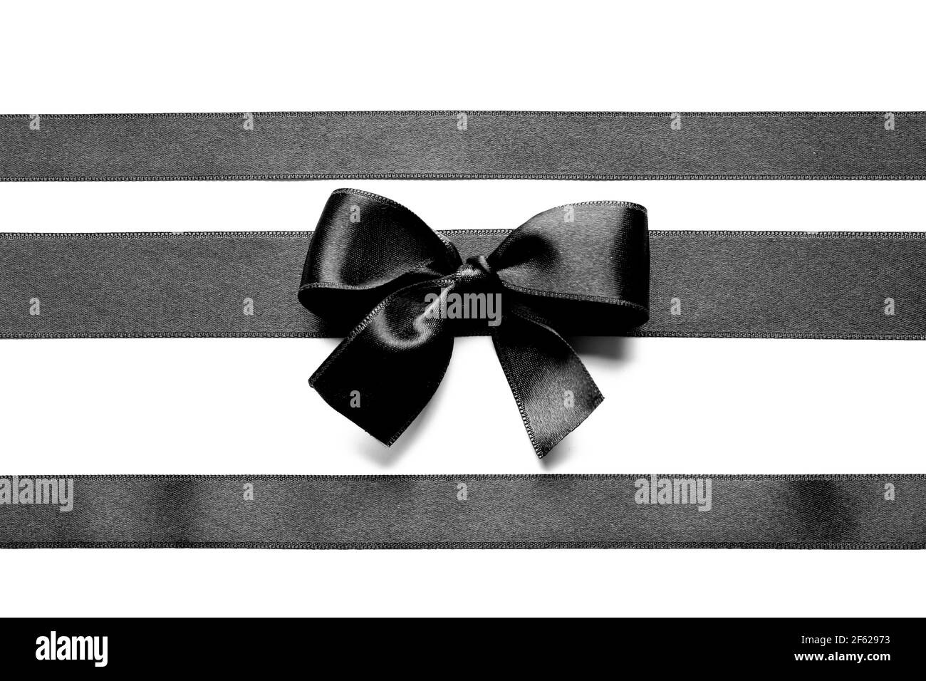 Black ribbons and bow on white background Stock Photo Alamy