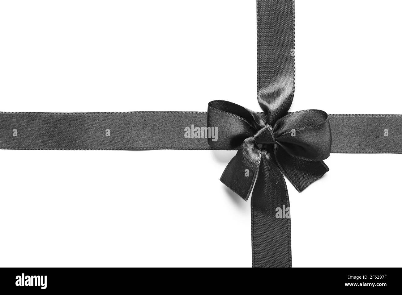 Black ribbons and bow on white background Stock Photo Alamy