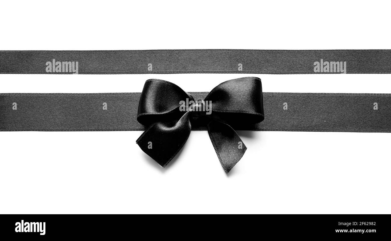 Black ribbons and bow on white background Stock Photo Alamy