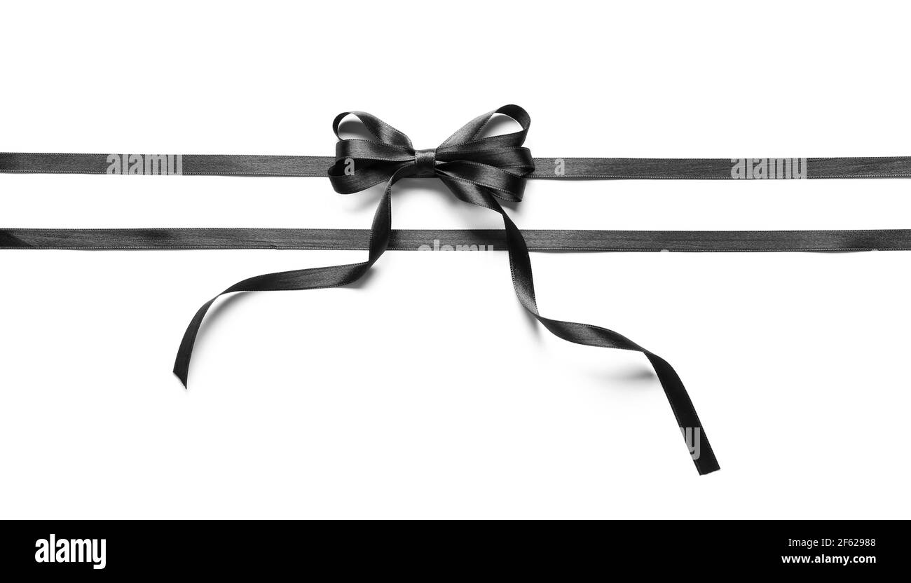 Black ribbons and bow on white background Stock Photo Alamy